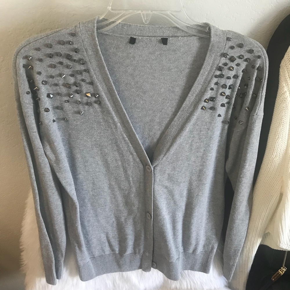 Grey Studded Cardigan